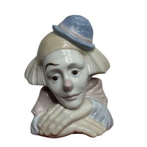 Vtg Porcelain Feelings Sad Clown Figurine Blue Hat By Meico Inc Paul Sebastian